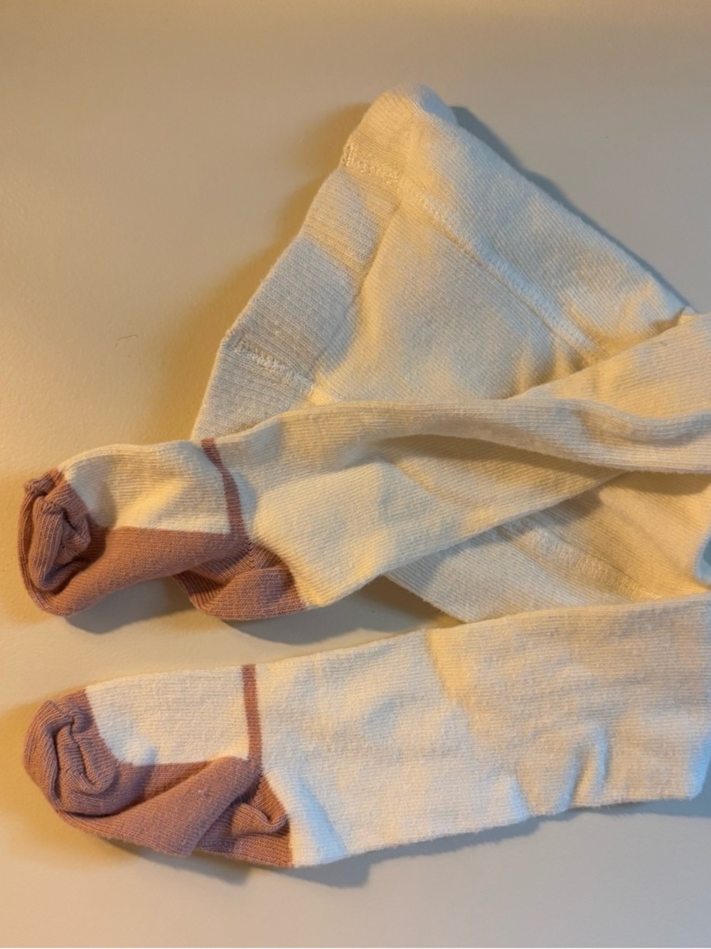 Baby girl tights in Cream with Pink Accents